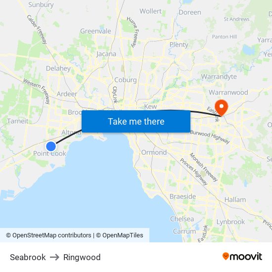 Seabrook to Ringwood map