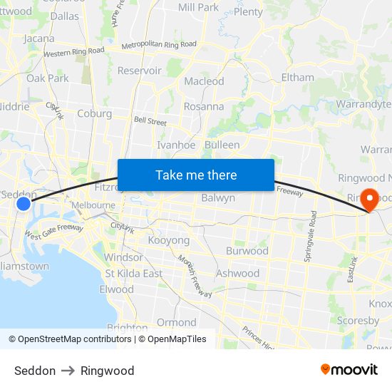 Seddon to Ringwood map