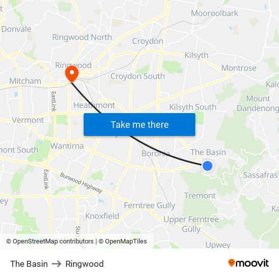 The Basin to Ringwood map