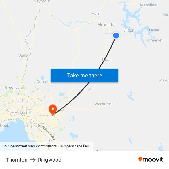 Thornton to Ringwood map