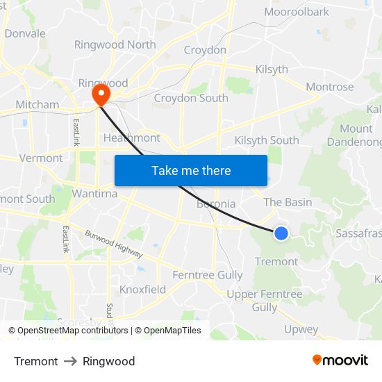 Tremont to Ringwood map