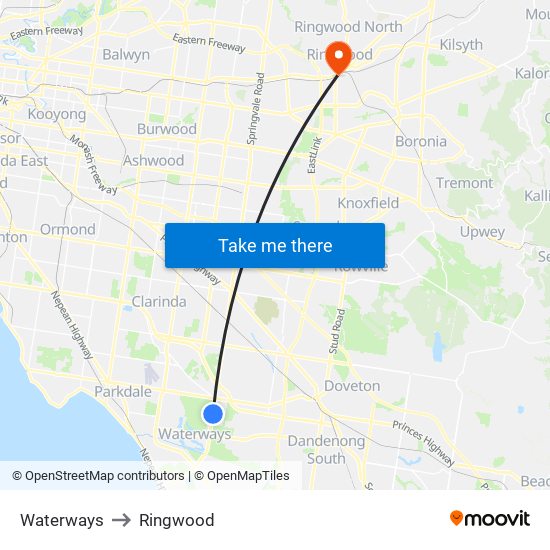 Waterways to Ringwood map