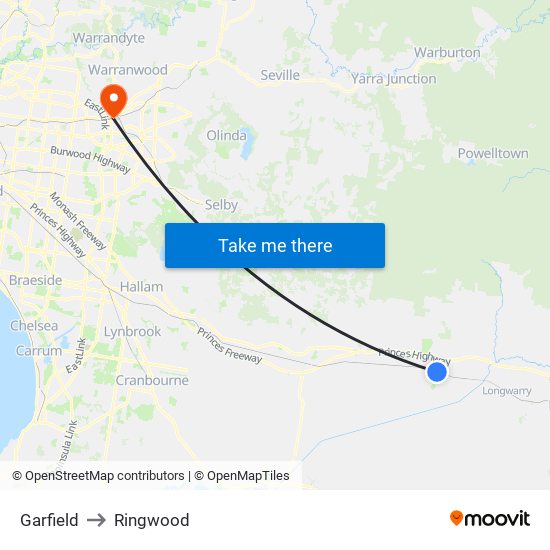 Garfield to Ringwood map