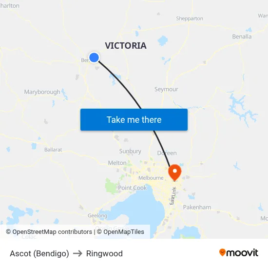 Ascot (Bendigo) to Ringwood map