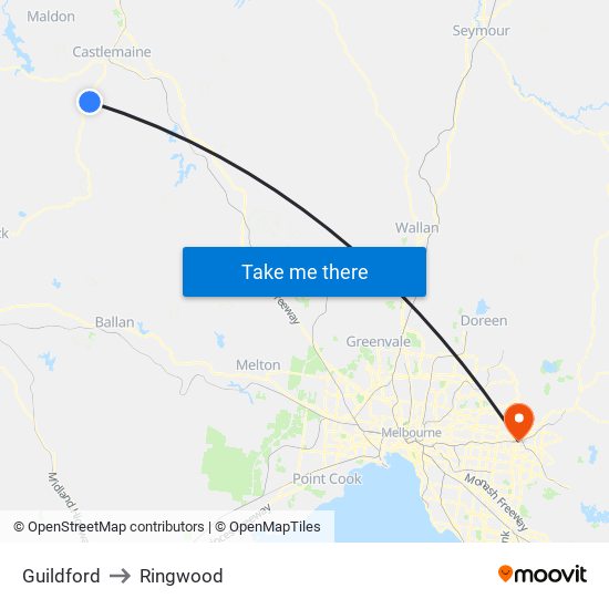 Guildford to Ringwood map