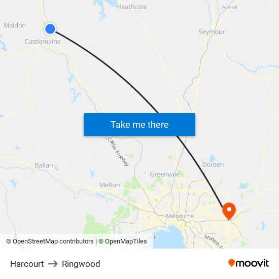 Harcourt to Ringwood map