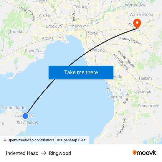 Indented Head to Ringwood map