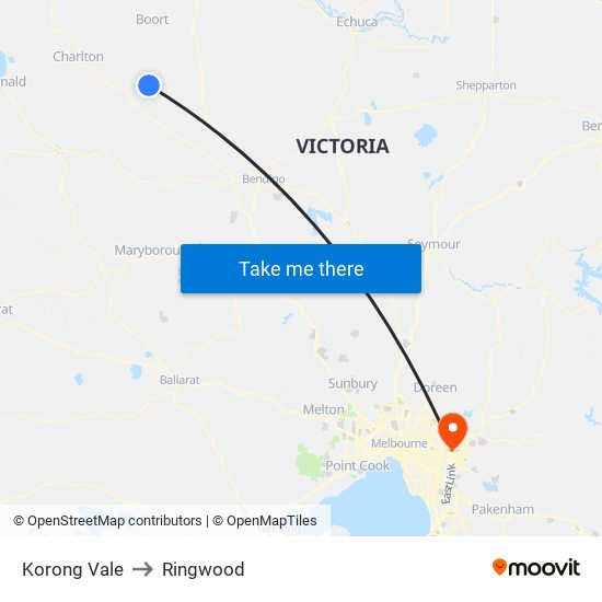 Korong Vale to Ringwood map