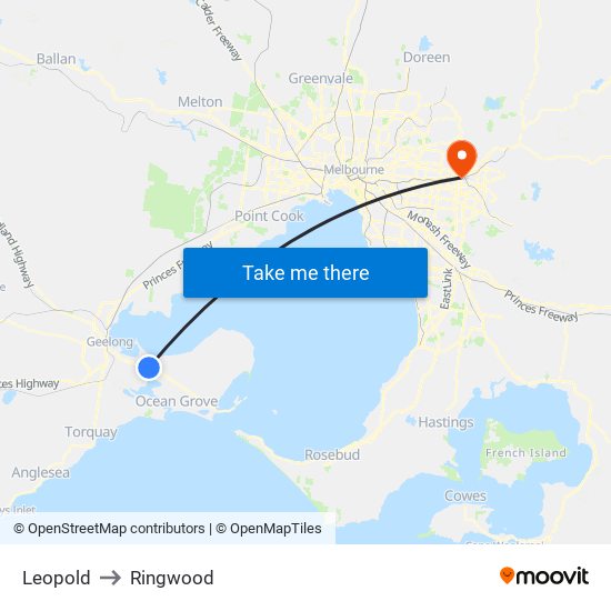 Leopold to Ringwood map