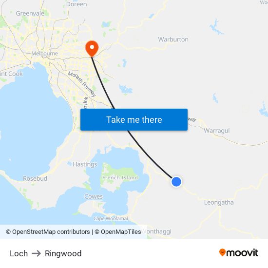 Loch to Ringwood map