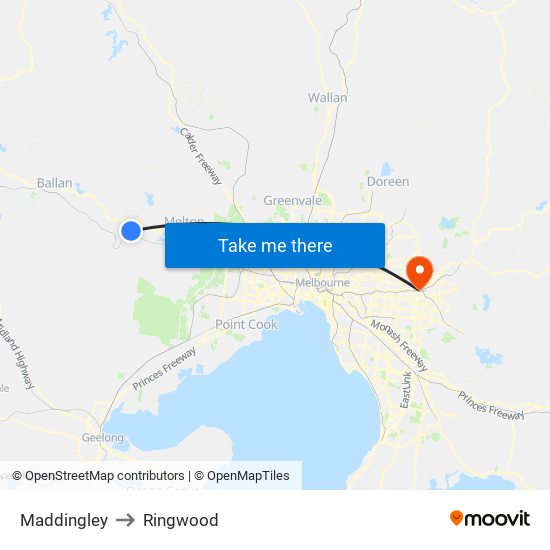 Maddingley to Ringwood map