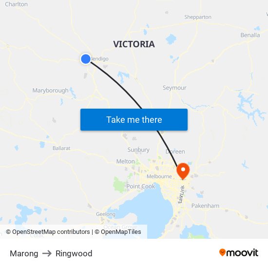 Marong to Ringwood map