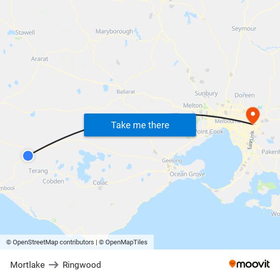 Mortlake to Ringwood map
