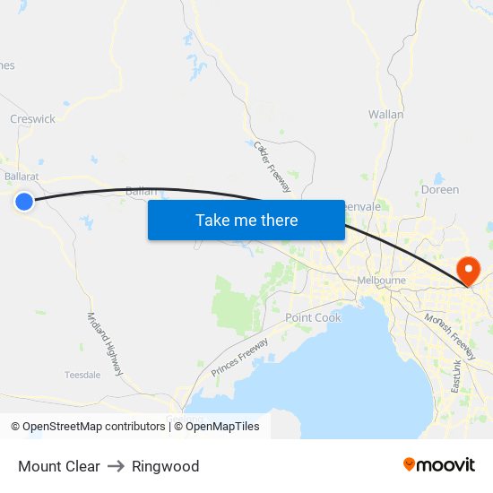 Mount Clear to Ringwood map