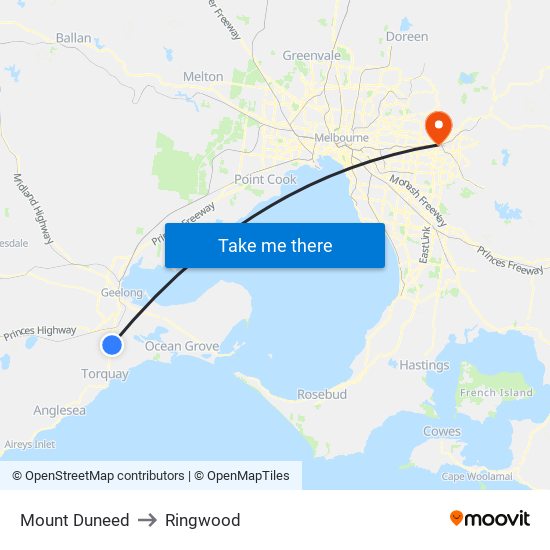 Mount Duneed to Ringwood map