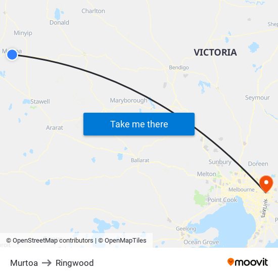 Murtoa to Ringwood map