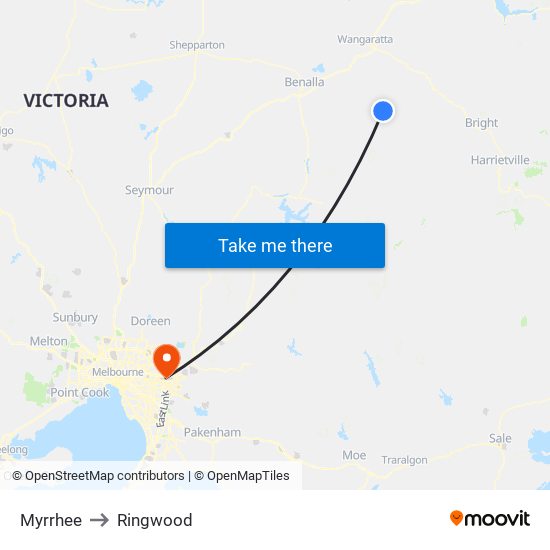 Myrrhee to Ringwood map