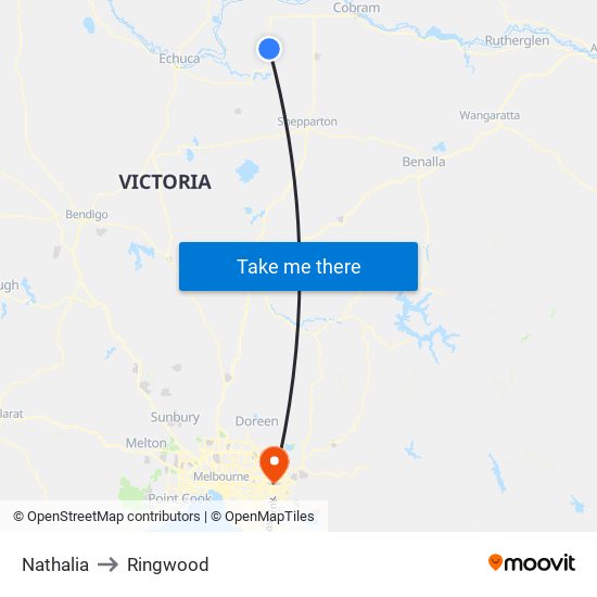 Nathalia to Ringwood map