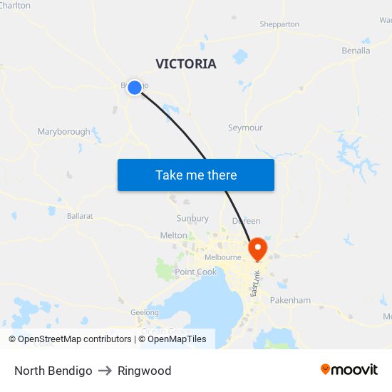 North Bendigo to Ringwood map