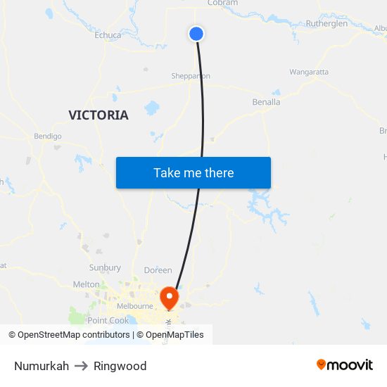 Numurkah to Ringwood map