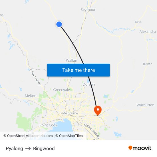 Pyalong to Ringwood map