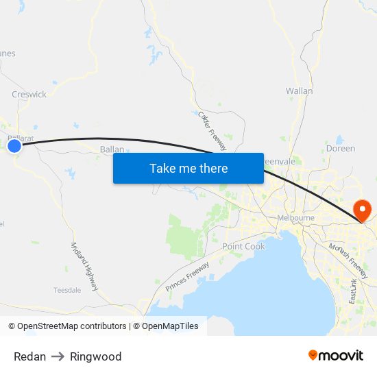 Redan to Ringwood map