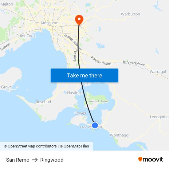 San Remo to Ringwood map