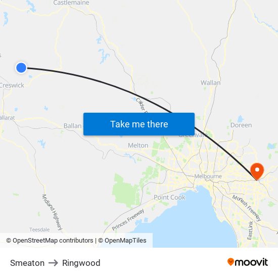 Smeaton to Ringwood map