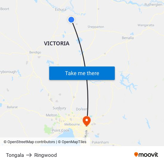 Tongala to Ringwood map