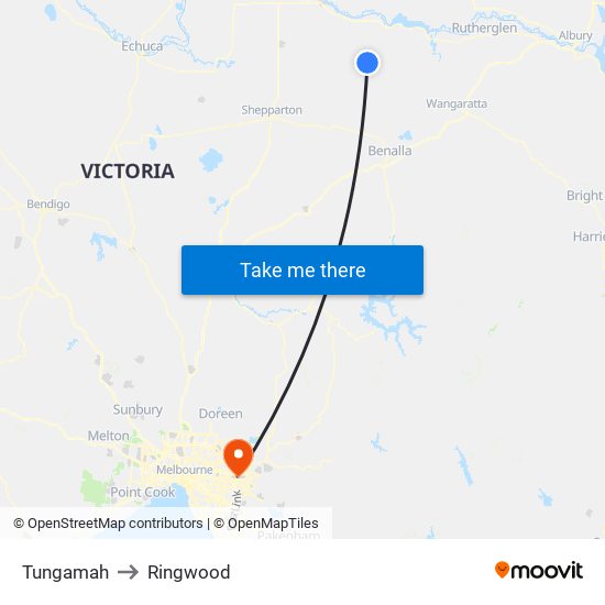 Tungamah to Ringwood map