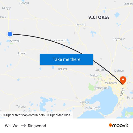 Wal Wal to Ringwood map