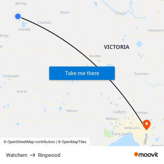 Watchem to Ringwood map