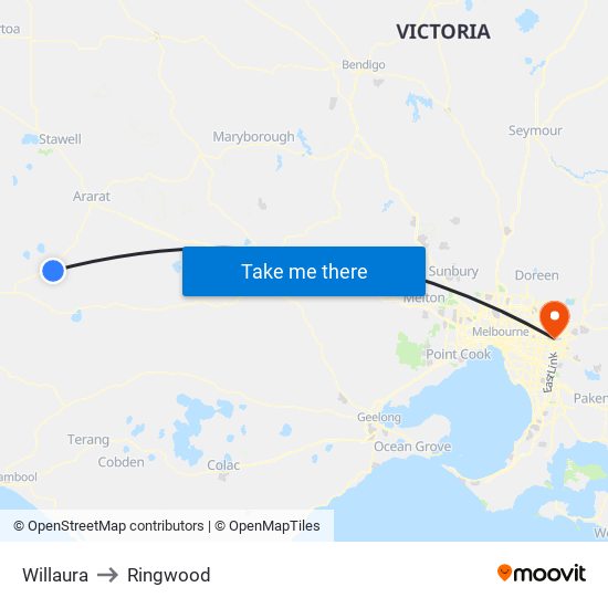 Willaura to Ringwood map