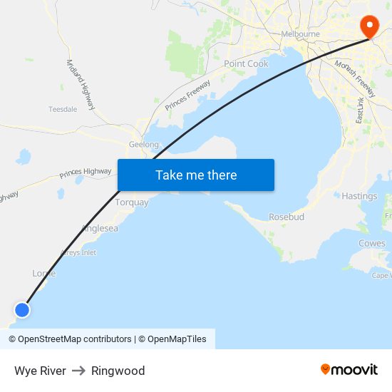 Wye River to Ringwood map