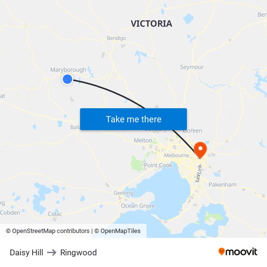 Daisy Hill to Ringwood map