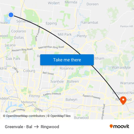 Greenvale - Bal to Ringwood map