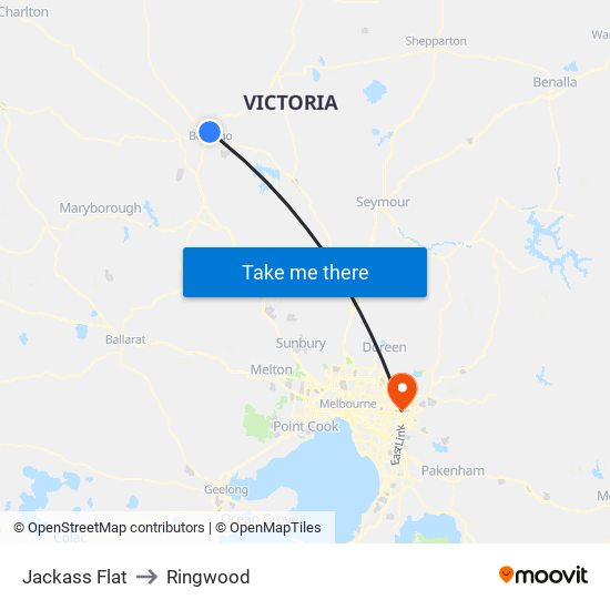 Jackass Flat to Ringwood map