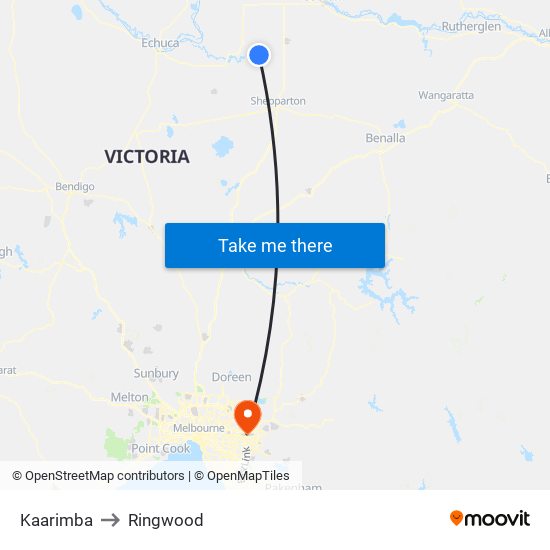 Kaarimba to Ringwood map