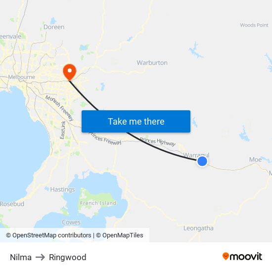 Nilma to Ringwood map