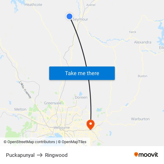 Puckapunyal to Ringwood map