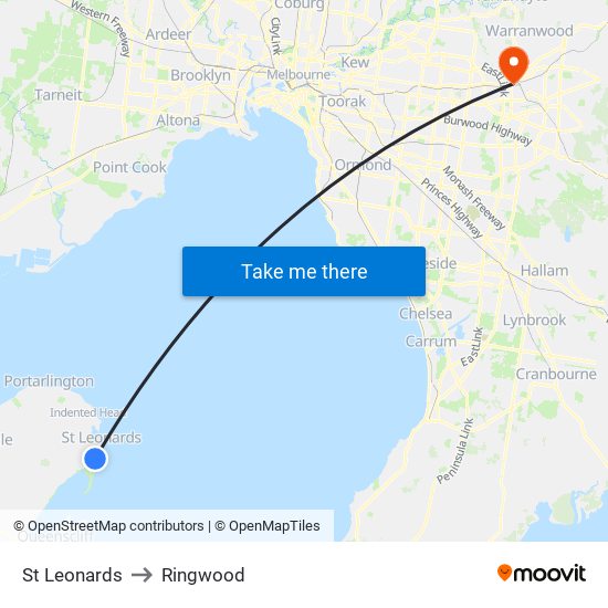 St Leonards to Ringwood map