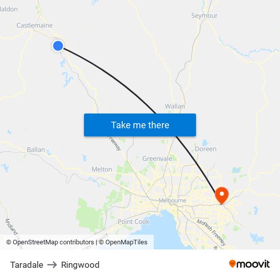 Taradale to Ringwood map