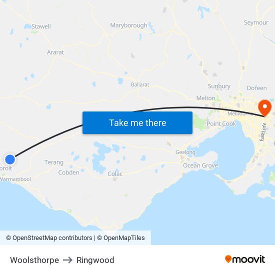 Woolsthorpe to Ringwood map