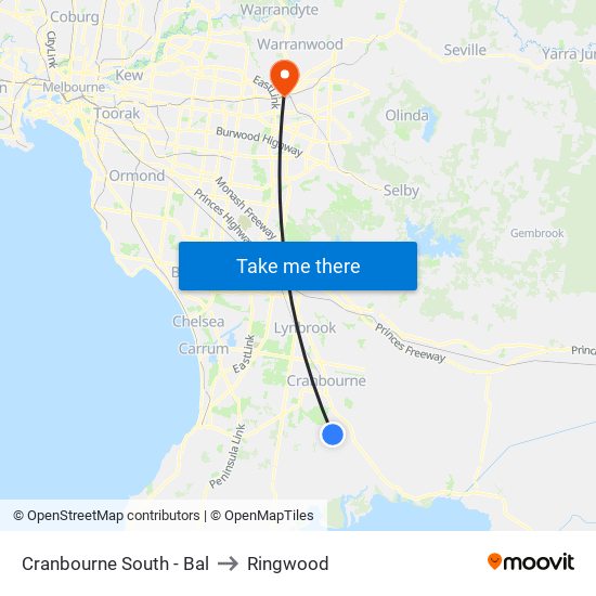 Cranbourne South - Bal to Ringwood map