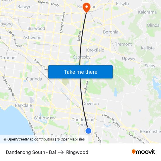 Dandenong South - Bal to Ringwood map