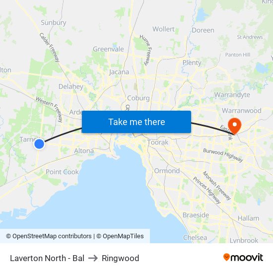 Laverton North - Bal to Ringwood map