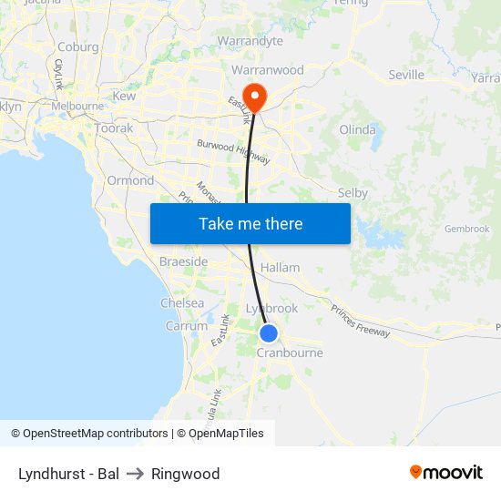 Lyndhurst - Bal to Ringwood map