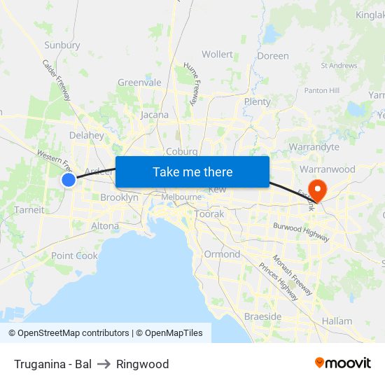 Truganina - Bal to Ringwood map