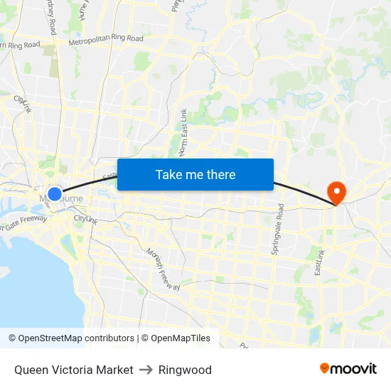 Queen Victoria Market to Ringwood map