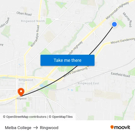 Melba College to Ringwood map
